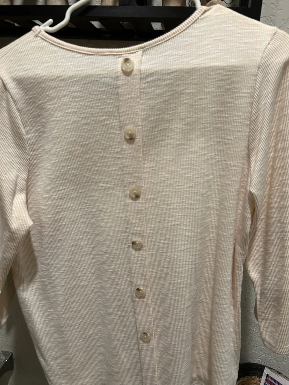 Cream Ribbed Long-Sleeve Tee - Picture 3 of 3